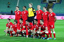 teamfoto voor Wales
